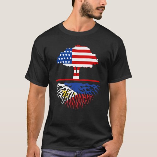 Filipino Roots American Grown USA Philippines Flag T_Shirt