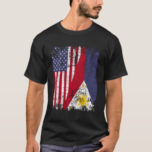 Filipino Roots Half American Flag Usa Philippines  T_Shirt