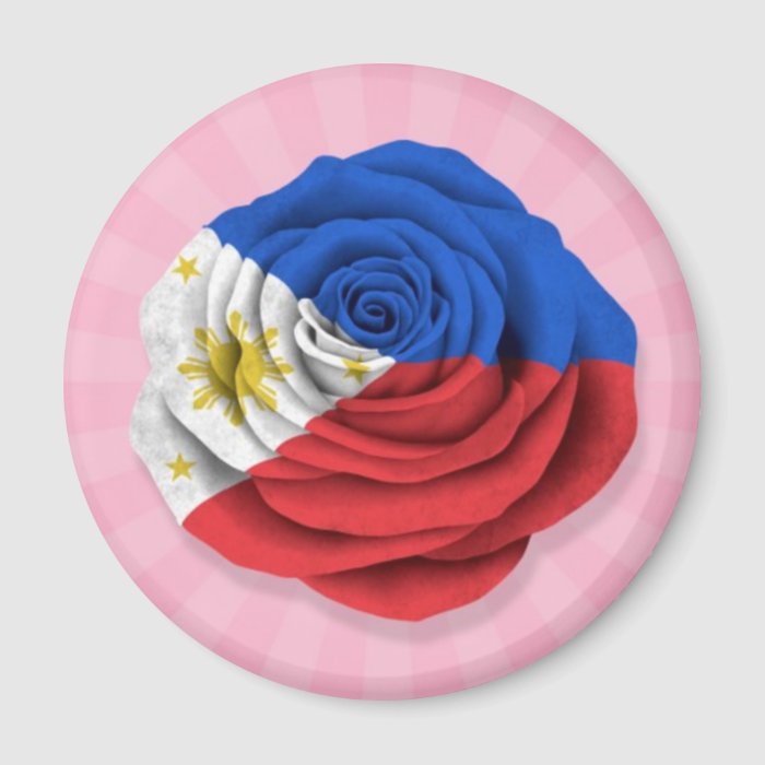 Filipino Rose Flag on Black on Pink Refrigerator Magnet