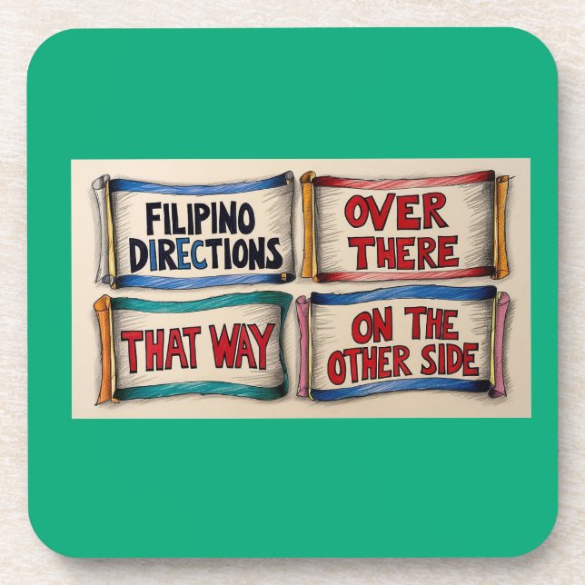 Filipino Street Directions Beverage Coaster (Front)