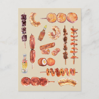 Filipino Street Food in Watercolor Pinoy Postcard