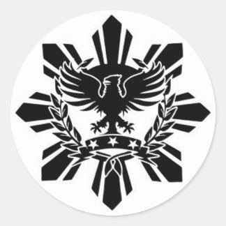 Filipino sun and eagle crest classic round sticker