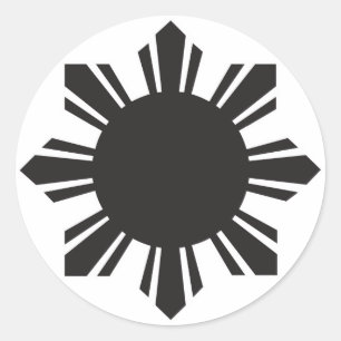 Filipino Sun - Black Classic Round Sticker