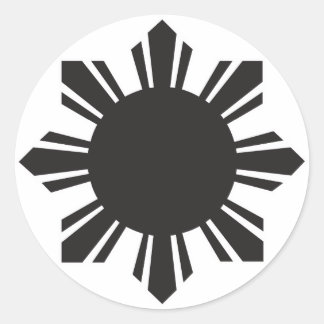 Filipino Sun - Black Classic Round Sticker