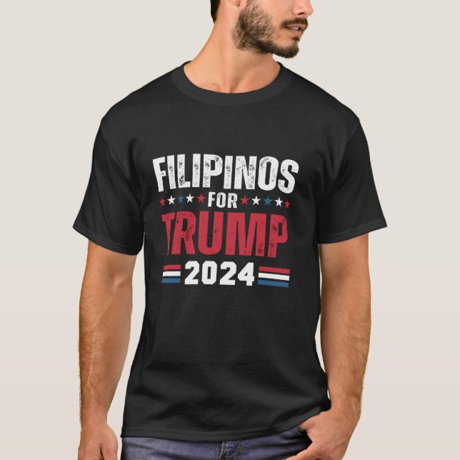 Filipinos For Trump 2024 American Flag T Shirt (Front)