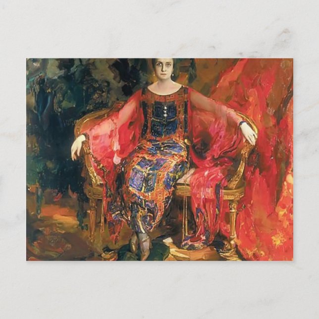 Filipp Malyavin- Portrait of Alexandra Balashova Postcard (Front)