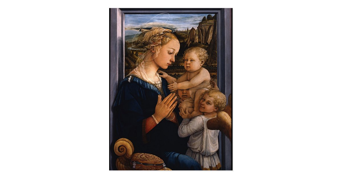 Filippo Lippi Madonna And Child With Two Angels Postcard Zazzle Com