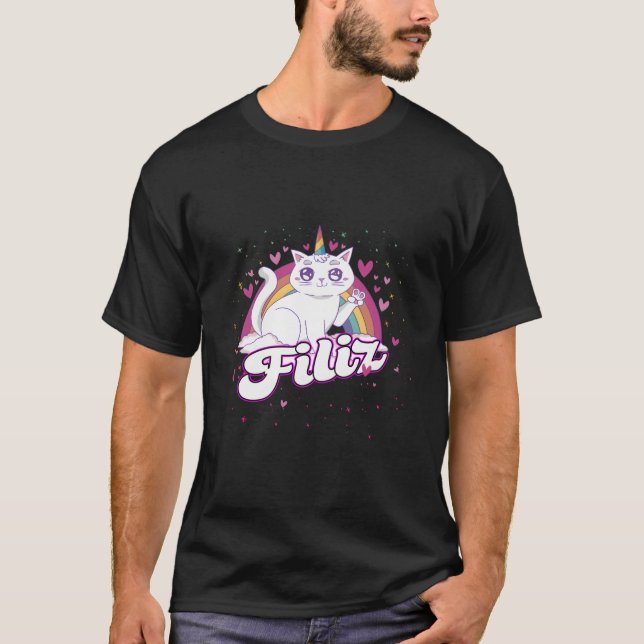Filiz Adorable Name With Beautiful Caticorn T-Shirt (Front)