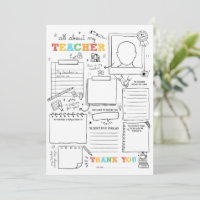 Fill in Blank All About My Teacher End-of-School