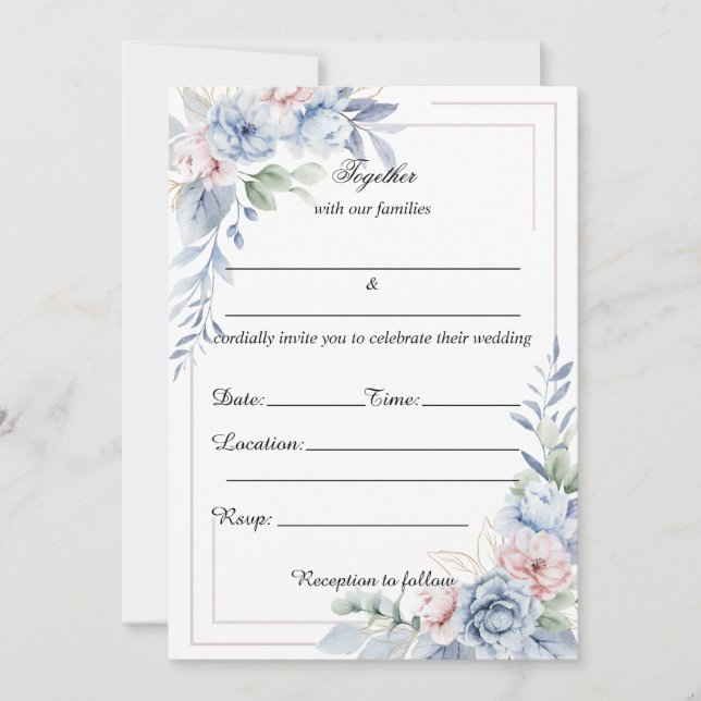 Fill In Blank Floral Wedding Invitation (Front)