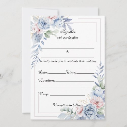 Fill In Blank Floral Wedding Invitation
