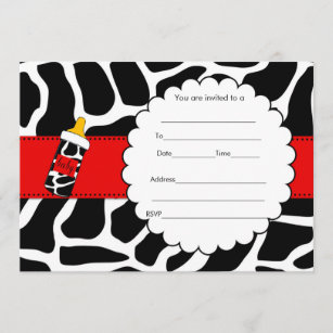 Fill in blanks invitation cowhide baby shower red
