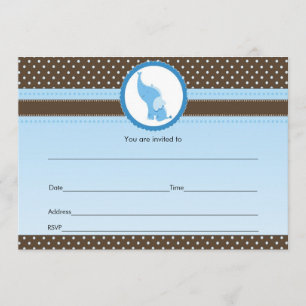 Fill in blanks invitation  elephant blue brown