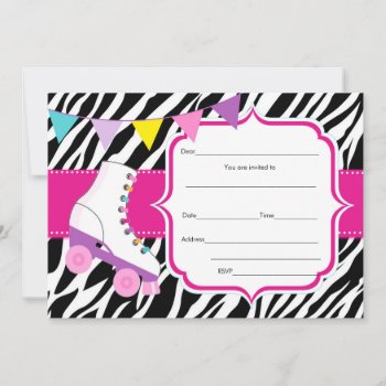 Fill In Blanks Invitation Roller Skating Zebra by pinkthecatdesign at Zazzle