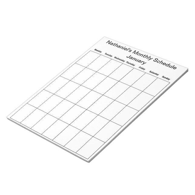 Fill In Calendar Schedule Notepad (Angled)