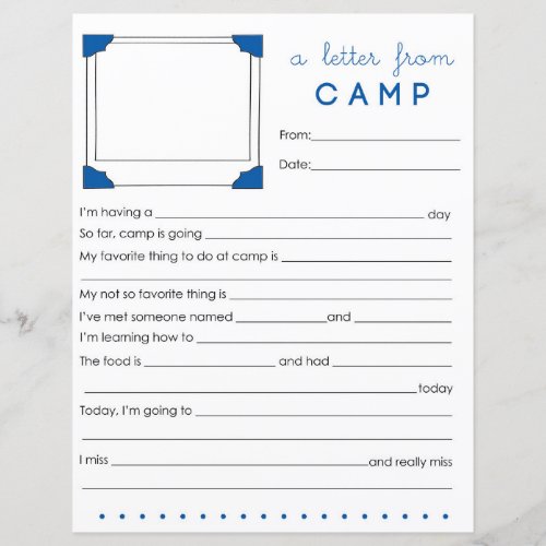 Fill in Camp Letter Camp Stationery