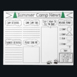 Fill in Camp Letter Summer Camp Stationary Notepad<br><div class="desc">I designed this summer camp stationery to encourage kids to keep in touch with their family and/or friends by making it a fun fill in camp letter. This summer camp news stationary has an outdoor camping feel to it with the green trees and the bear paw print. This Summer Camp...</div>