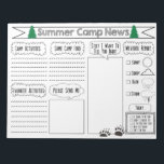 Fill in Camp Letter Summer Camp Stationary Notepad<br><div class="desc">I designed this summer camp stationery to encourage kids to keep in touch with their family and/or friends by making it a fun fill in camp letter. This summer camp news stationary has an outdoor camping feel to it with the green trees and the bear paw print. This Summer Camp...</div>