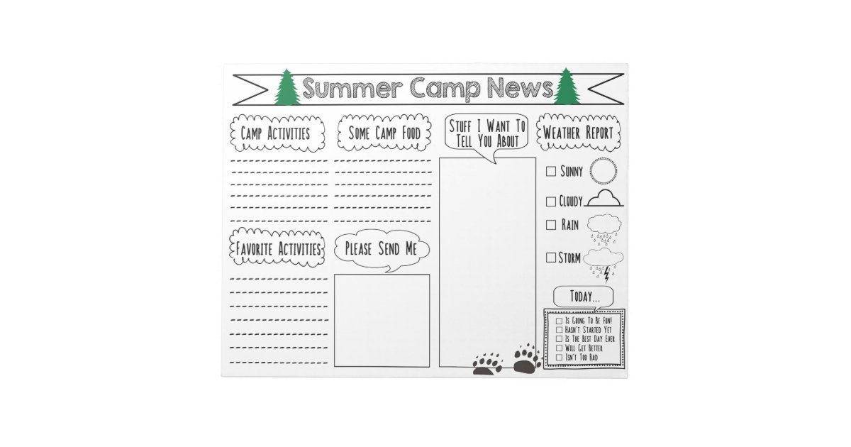 Fill in Camp Letter Summer Camp Stationary Notepad | Zazzle.com