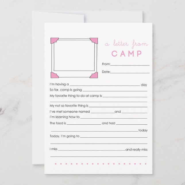 Fill in Camp Stationery Note Card (Front)