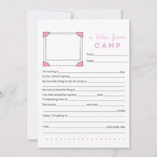Fill in Camp Stationery Note Card