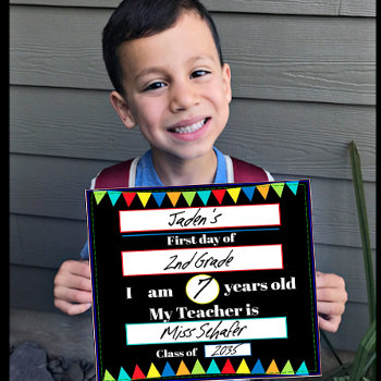 Fill In First Day Of School Picture Sign Dry Erase Board by ibelieveimages at Zazzle