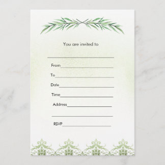 Fill in invitation greenery branch watercolor