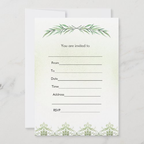 Fill in invitation greenery branch watercolor