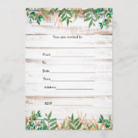 Fill in invitation greenery rustic watercolor