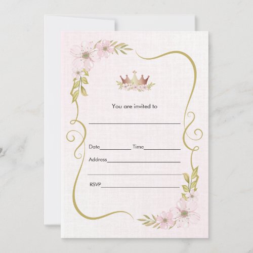 Fill in invitation watercolor floral princess