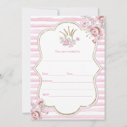 Fill in invitation watercolor floral princess