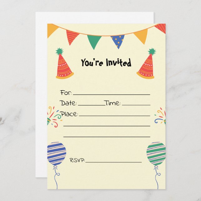 Fill in the Blank Birthday Invitation (Front/Back)