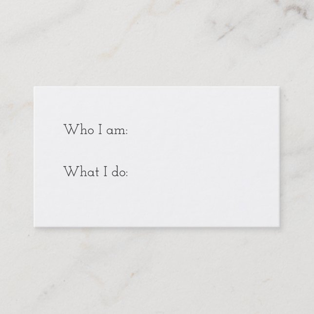 Fill in the blank business card (Front)