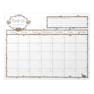 Fill in the Blank Calendar Notepad
