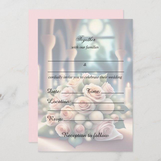 Fill In The Blank Floral Wedding Invitation (Front/Back)