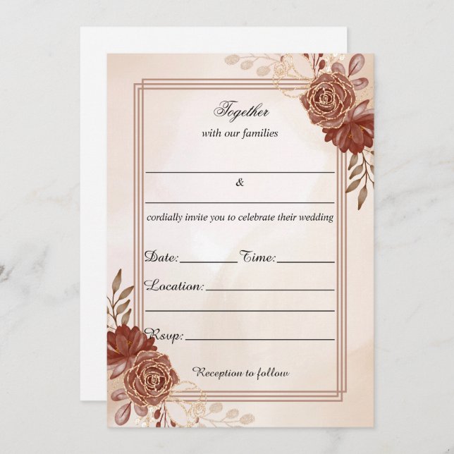 Fill In The Blank Floral Wedding Invitation (Front/Back)