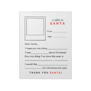 Fill in the Blank Letter to Santa Notepad