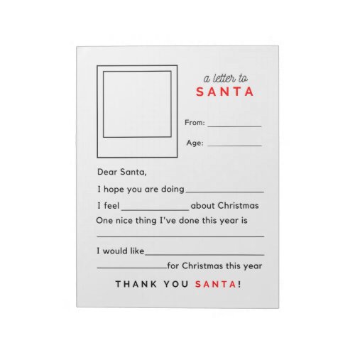 Fill in the Blank Letter to Santa Notepad