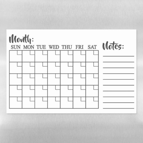 Fill In The Blank Month 2024 Calendar Magnetic Dry Erase Sheet