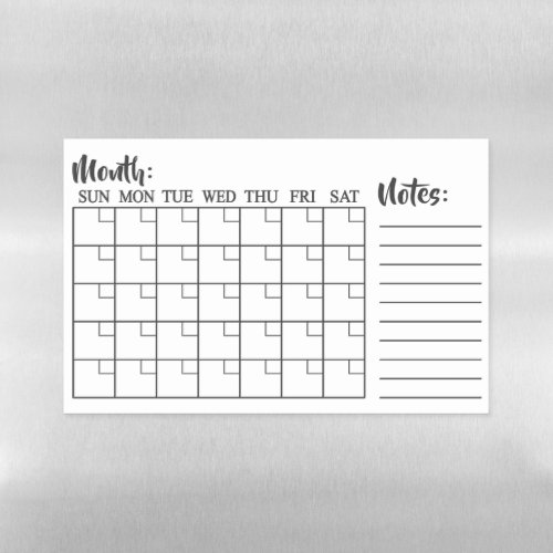 Fill In The Blank Month 2024 Calendar Magnetic Dry Erase Sheet