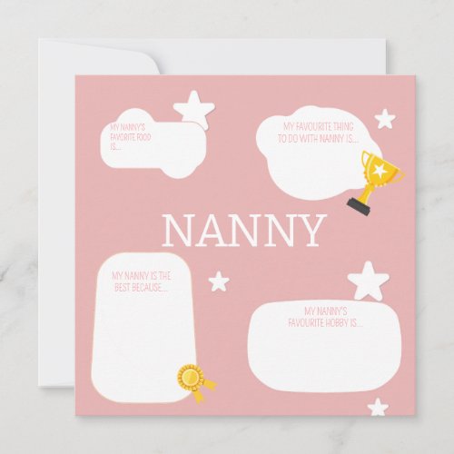 Fill in the blank Nanny Mothers day  Holiday Card