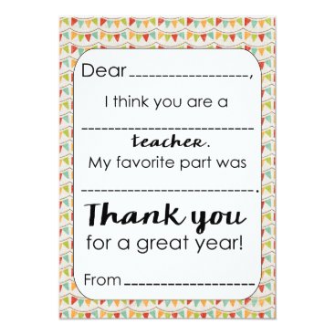 Fill in the Blank Teacher Thank You Card Fill in the Blank Teacher Thank You Card