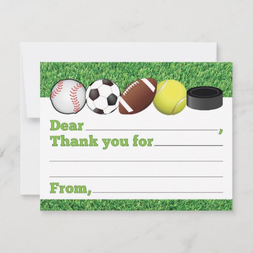 Fill in the Blank Thank You Cards for Kids Sports
