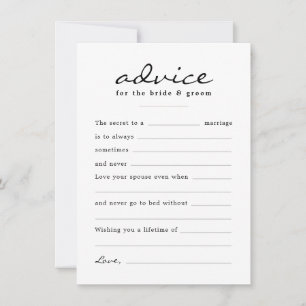 Fill in the Blank Watercolor Floral Wedding Day Advice Card