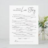 Fill in the Blanks Love Story | Bridal Shower Game Card | Zazzle