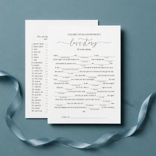 Fill in the Blanks Love Story Bridal Shower Game Invitation