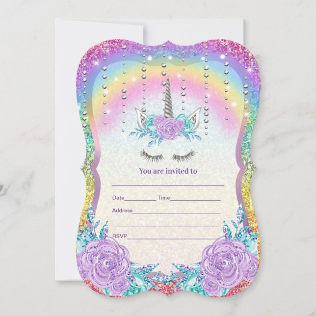 Fill in Unicorn  Invitation (Front)