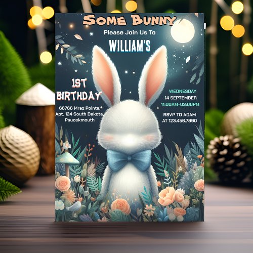 Fill Nature Some Bunny Is Turning One 1st Birthday Invitation