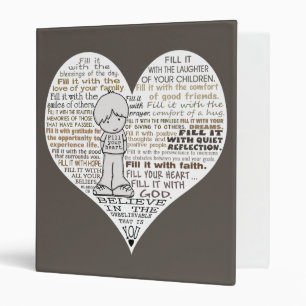 Fill Your Heart-Dark Brown 3 Ring Binder