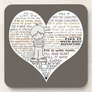 Fill Your Heart-Dark Brown Beverage Coaster